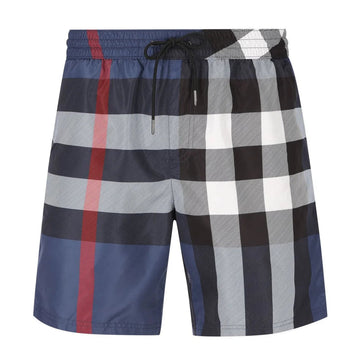 Burberry Checked Drawstring Swim Shorts Blue